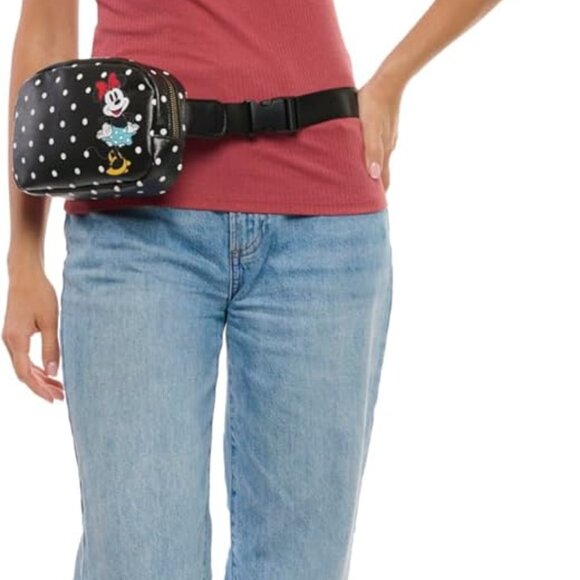 Minnie Mouse Polka Dot Faux Leather Crossbody Fanny Pack for Women - Water Resis - Picture 8 of 9